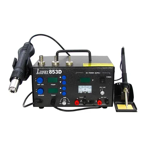 Паяльная станция Lukey 853D фен, паяльник, блок питания 15V 2A, тестер - фото 9