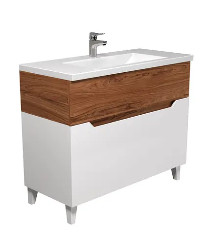 Тумба Мойдодир Colibri 100 з умивальником Cosmo 100 підлогова французький горіх з білим Горіх - фото 4