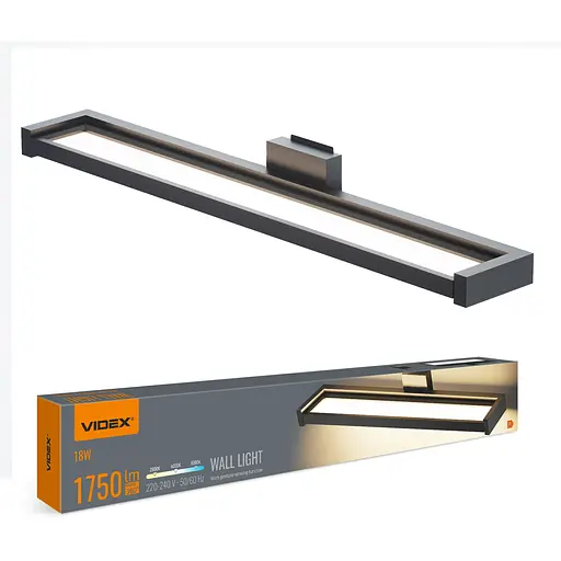 Світильник LED Videx WL02 настінний з сенсором 18W 2800K-4000K-6000K Black (VL-WL02-18CSB)