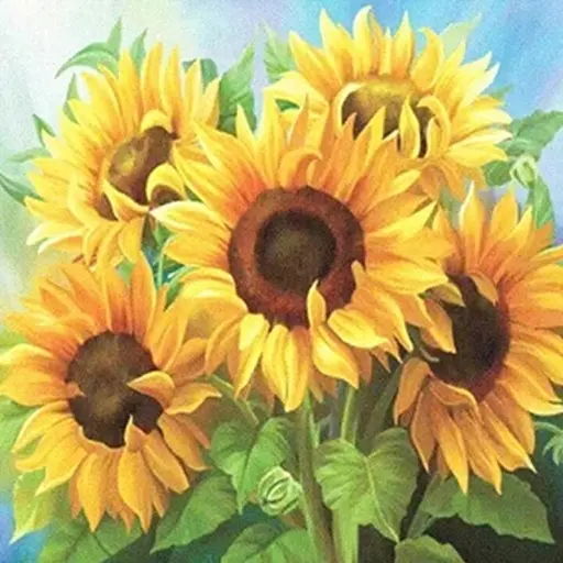 Алмазна мозаїка зі стразами на підрамнику повна викладка Соняхи 30*30см Квіти - фото 1