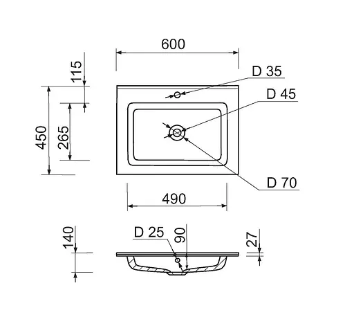 Раковина накладна Adamant FLATE, прямокутна (4824296206401) - фото 4