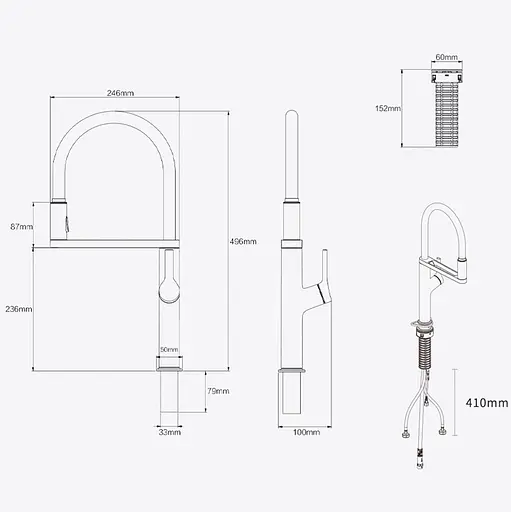 Кухонный смеситель с выдвижным изливом Xiaomi DIIIB (DXCF004-T) - фото 7