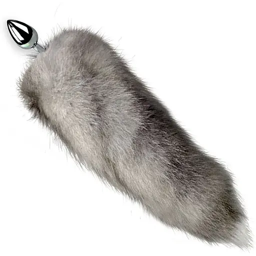 Металева анальна пробка Art of Sex з хвостом із натурального хутра Size M Artctic fox - фото 3