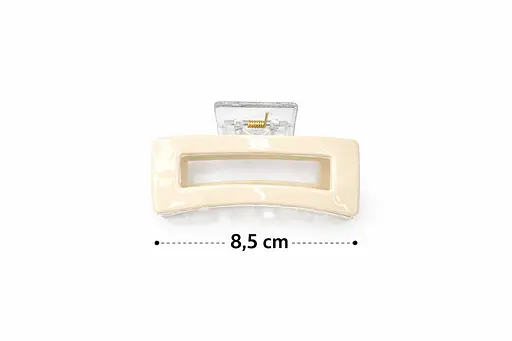 Зажим прямоугольный глянцевый для волос 8,5 см пластик с металлическим механизмом Бежевый - фото 3
