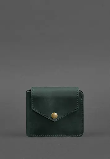 Шкіряне портмоне 4.2 на кнопці зелене Crazy Horse - фото 2