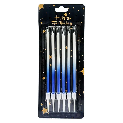 Набір свічок для торта "Градієнт" Bambi JY-1059(Blue) 6 штук, розмір 13 см - фото 1