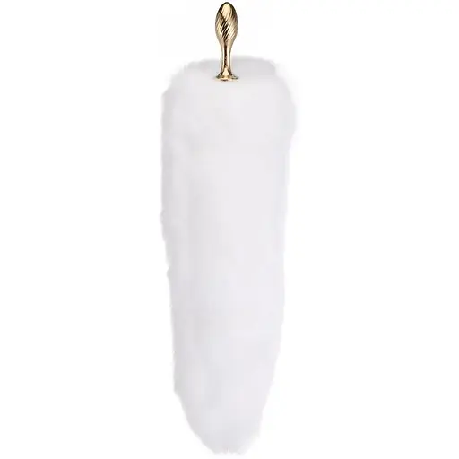 Металева анальна пробка Лисячий хвіст Lockink Sevanda White Fox-Tail Anal Pear-shape Plug - фото 2