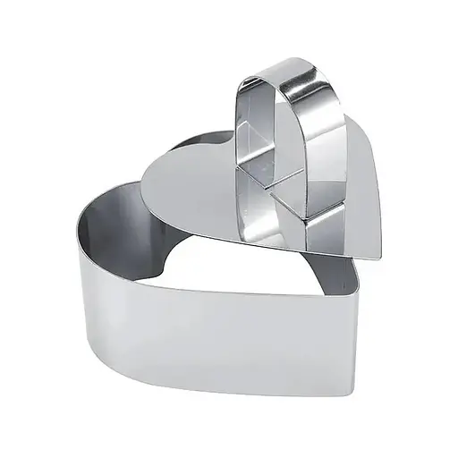 Форма кулінарна з виштовхувачем у формі серця для викладання/вирубки мусів, салатів і гарнірів із нержавіючої сталі 8 х 8 см Сріблястий 88070 - фото 3