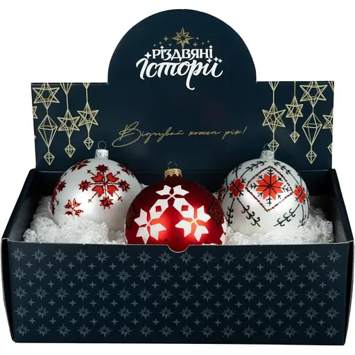 Набір ялинкових прикрас Різдвяні історії Код нації: Київщина 3 кулі скло (4820001107265)