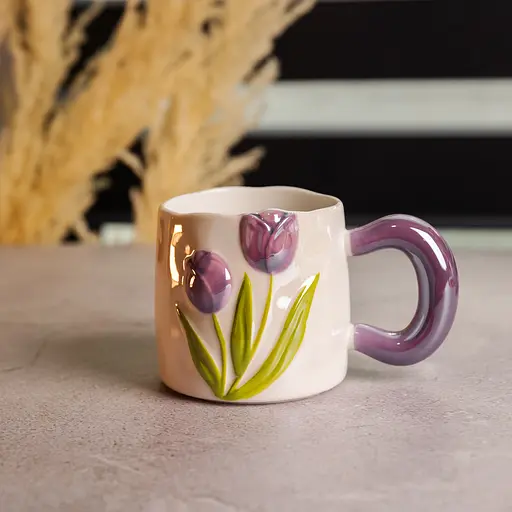 Чашка фарфоровая Yiwu Тюльпан 400 мл фиолетовый Yiwu FM-40C - фото 2