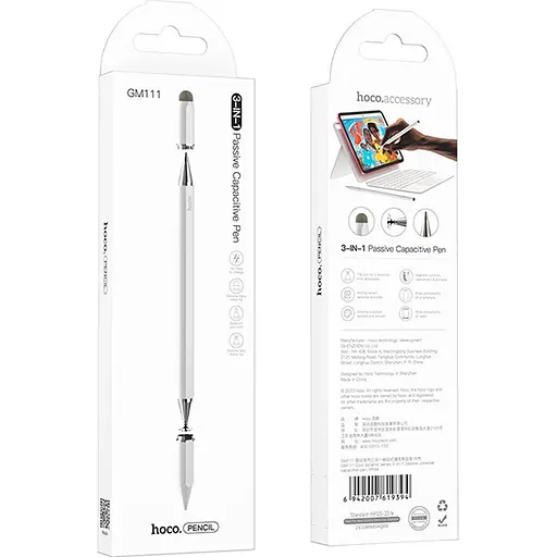 Стилус Hoco GM111 Cool Dynamic series 3in1 Passive Universal Capacitive Pen White (105625) - фото 4
