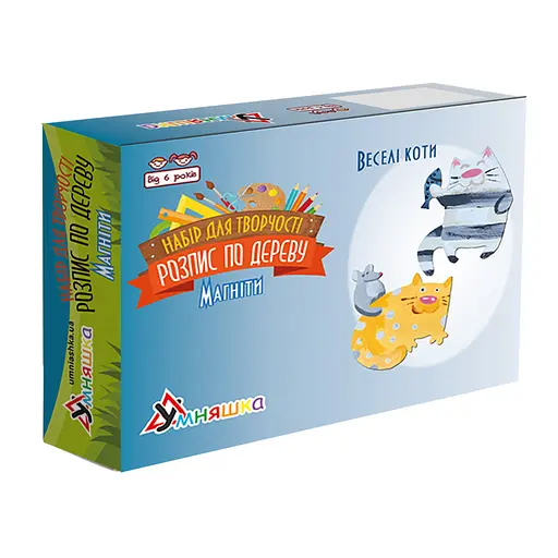 Набор детского творчества Роспись по дереву «Магниты-веселые коты» Умняшка РД-011 - фото 1