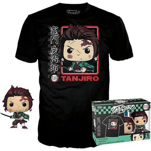 Набір Funko Pop Tee Set Funko Pop Demon Slayer Tanjiro Клинок, що розсікає демонів Танджиро 10 см DS BL K867 XL - фото 1