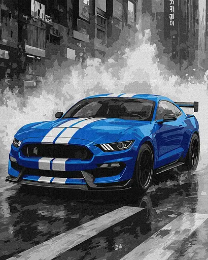 Набор для росписи по номерам Синие гонки, Ideyka, 40x50 см, КНО5162