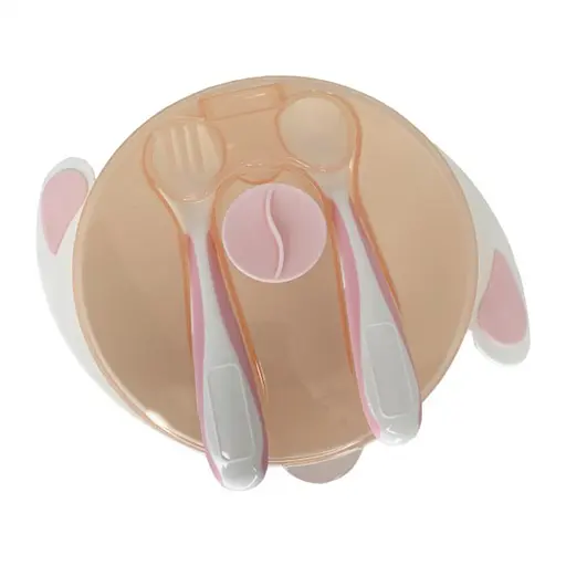 Тарелка на присоске с ложкой и вилкой MGZ-0109(Peach) 350 мл - фото 2