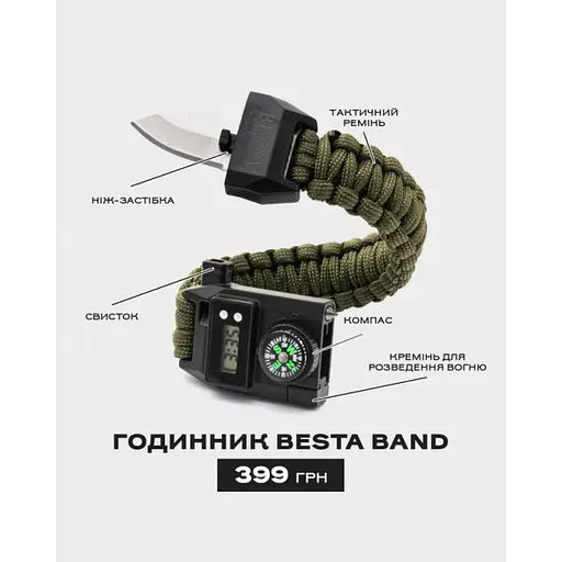 Чоловічий армійський годинник Besta Band з компасом (6 в 1) - фото 10