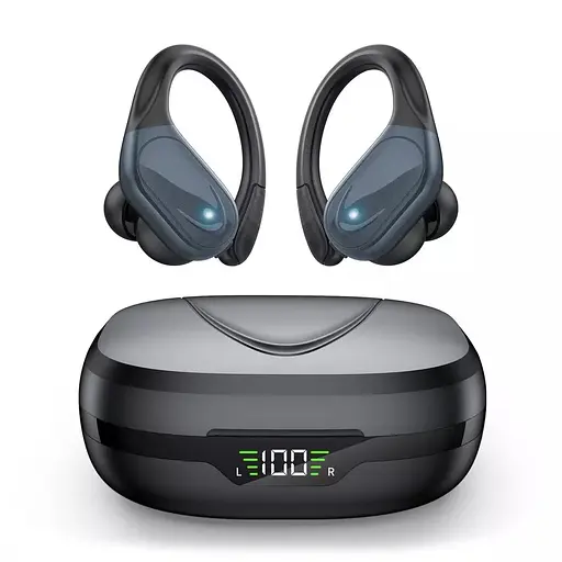 Бездротові спортивні Bluetooth навушники TWS BX17, водонепроникні, з індикатором заряду Чорні