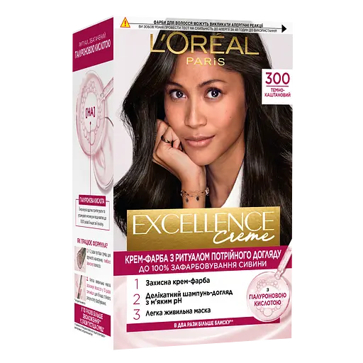 Краска для волос L’Oréal Paris Excellence Creme, оттенок 300 (темно-каштановый), 176 мл (A9948400)