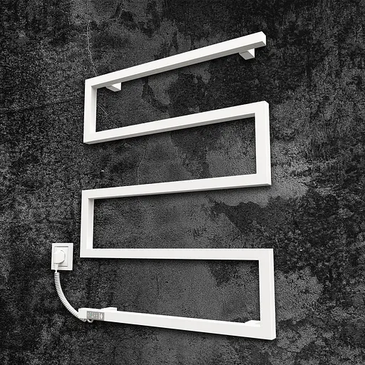 Электрический полотенцесушитель Kosser Зета 685х550 EL тайм. белый ЗЗ02ELW, Белый матовый, Левое - фото 1