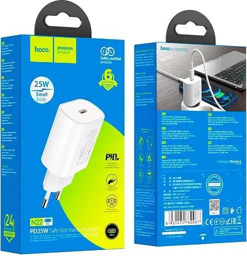 Сетевое зарядное устройство Hoco N22 PD 25W White (760067) [81007] - фото 6