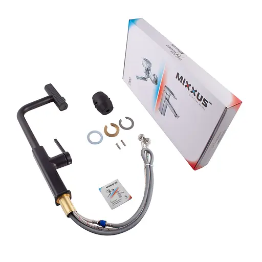 Смеситель для кухни с выдвижным изливом Mixxus Premium Hammer 014 Black MI6954 Черный матовый - фото 3