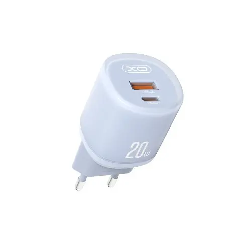 Мережевий зарядний пристрій XO L144(EU) PD20W 1USB-A+1USB-C Fast Charger Синій - фото 1