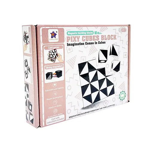 Дитяча гра-головоломка "Магнітні кубики" Bambi FD136(Black) 16 елементів, 8 карток - фото 1