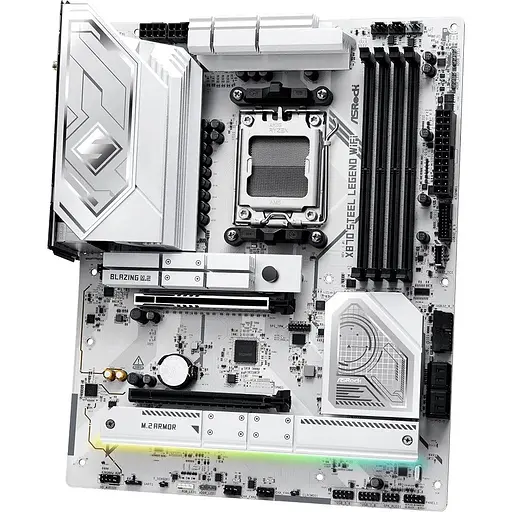 Материнская плата ASRock X870 Steel Legend WIFI (AM5/X870, 4xDDR5, 2xPCIex16, HDMI/USB4, 4xSATA, 3xM.2, 2.5GLan, ATX) - фото 3