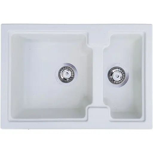 Гранітна кухонна мийка Romzha Patrat 62D Biela (102) з 1.5 чашами - фото 1