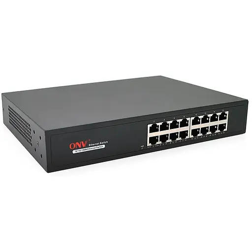 Коммутатор Ethernet ONV-H1016 в металлическом корпусе, 16*100Мб портов, 270х181х44 мм
