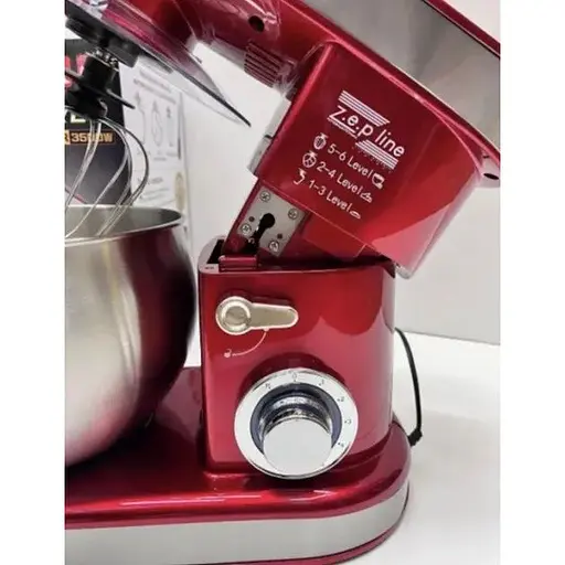 Стационарный миксер тестомес 4в1 Zepline ZP-137 с металлической чашей планетарное вращение 7л 3500Вт Красный - фото 2