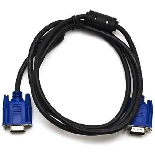 Кабель Vga 1.5 м male to male папа-папа 2 ферита черно-голубой