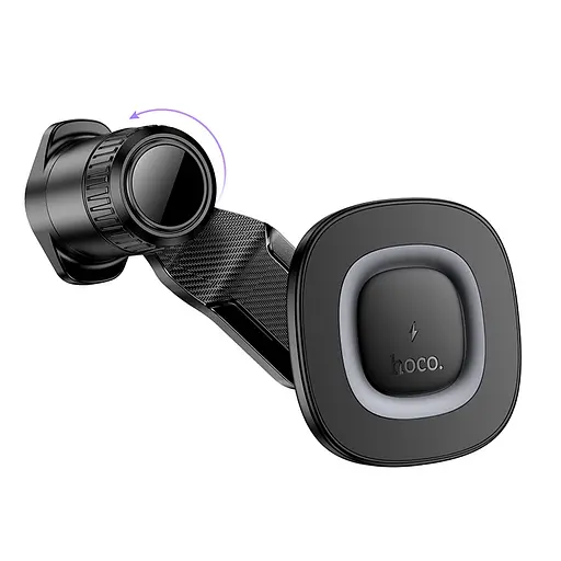 Автотримач для телефона HOCO HW30 Crown magnetic wireless charging car holder (air outlet) Black Metal Gray - фото 3