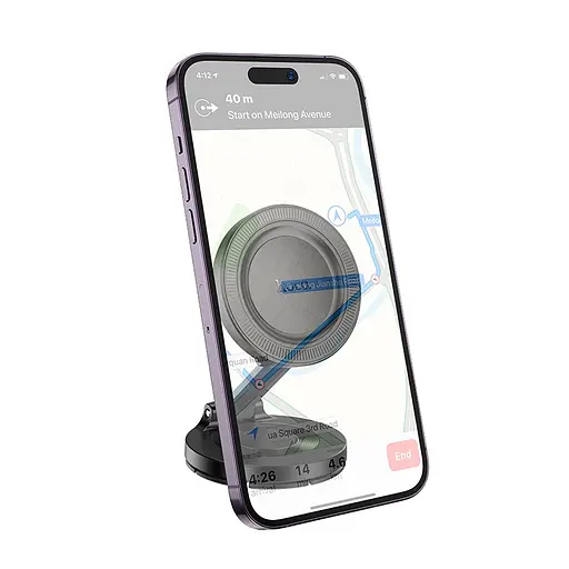 Автотримач для телефона HOCO H61 Show folding ring magnetic car holder (dashboard) Black Metal Gray - фото 5