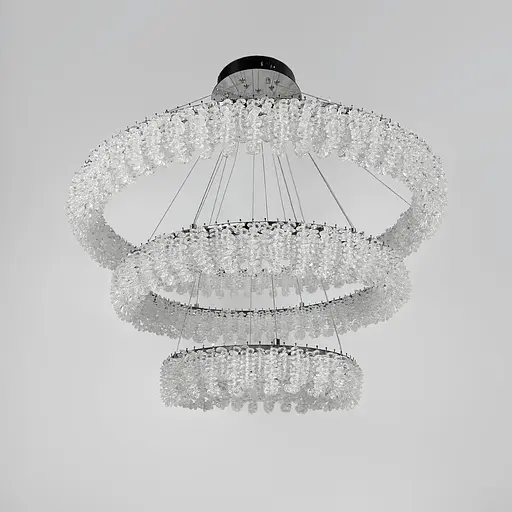 Кільцева кришталева люстра в хромі на 3 яруси 80+60+40 см | Арт. 33038-800+600+400 CH | Line F - фото 8