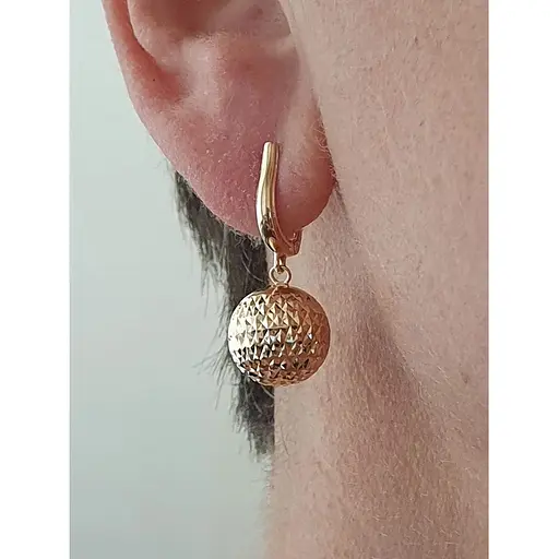 Золоті сережки-підвіски Favoritum Кулі з алмазною гранню. 210137_12_А - фото 2