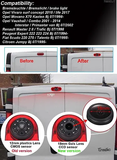 Камера заднего вида Fiat Opel Vivaro Renault Trafic AHD 720-1080 с углом обзора 170° KA-456-LN - фото 3