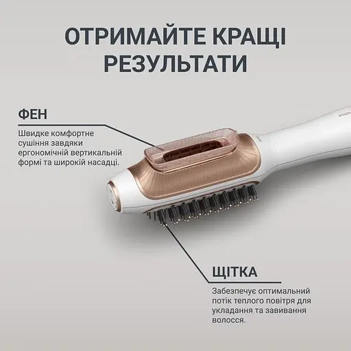 Фен-щітка Rowenta Reverso Dry & Brush 2 в 1 1200 Вт біло-золотистий (CF9820F0) - фото 7
