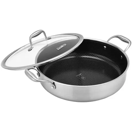 Каструля низька з нержавіючої сталі зі скляною кришкою Heinner Titanium3 4.8 л (HR-MRK-30C) - фото 2