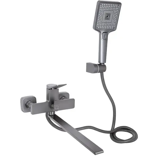 Смеситель для ванной Qtap Presto с душевым гарнитуром Graphite QTPRE2601GRP45583 - фото 1