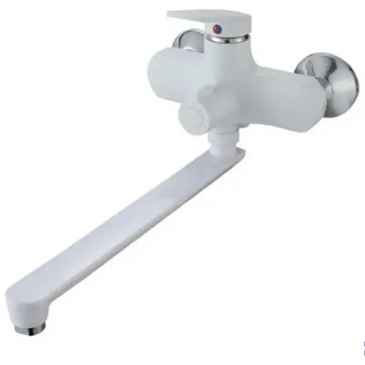 Смеситель для ванны Plamix Lucas-006 EURO SET White со шлангом, лейкой и кронштейном (PM0709) - фото 1