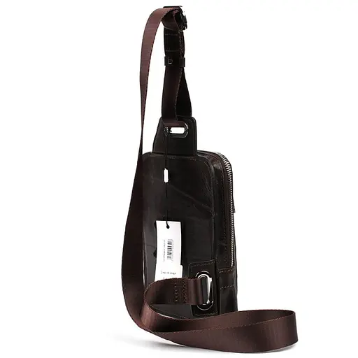 Мужская кожаная сумка-слинг в коричневом цвете GRANDE PELLE 20х14х3.5 см sum0028222 - фото 5