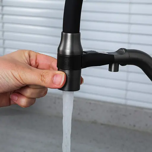 Змішувач для кухні на дві води Gappo G4398-89 сталь Графітовий хром - фото 7