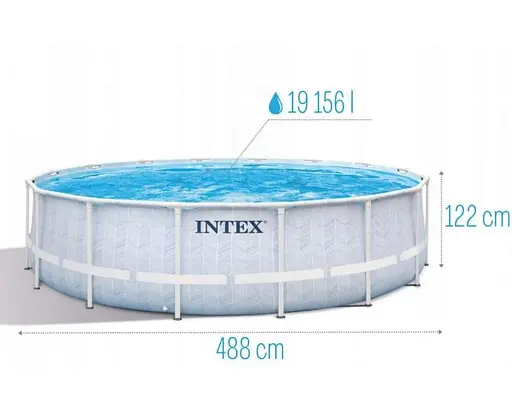 Басейн каркасний Intex 26746 круглий 488x122 см 19776 л з драбиною тентом підстилкою і насосом-фільтром - фото 2