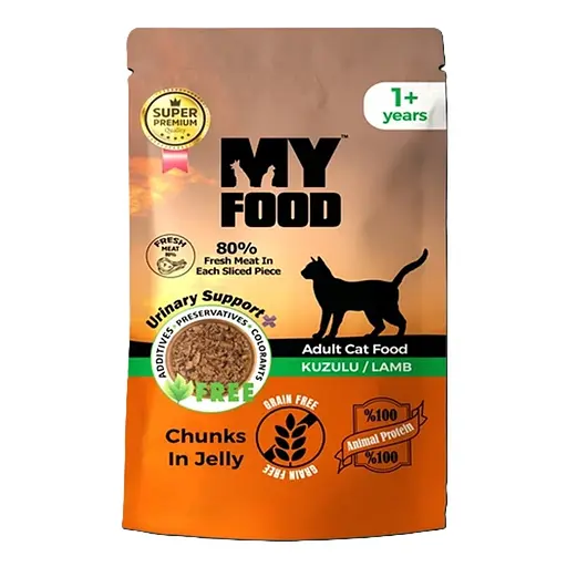 Вологий корм Hermos My Food Для котів шматочки в желе з ягням 85 г