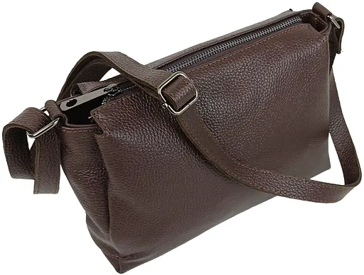 Женская кожаная сумка на плечо Borsacomoda темно-коричневая sum0028720 - фото 4