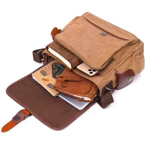 Функціональна чоловіча сумка з клапаном із текстилю 17х24х13 см Vintage 17х24х13 см sum0021440 - фото 7