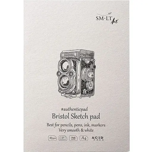 Блокнот-склейка для эскизов SM-LT Art Authentic (Bristol) А4 185г/м2 50л белая и гладкая бумага - фото 1