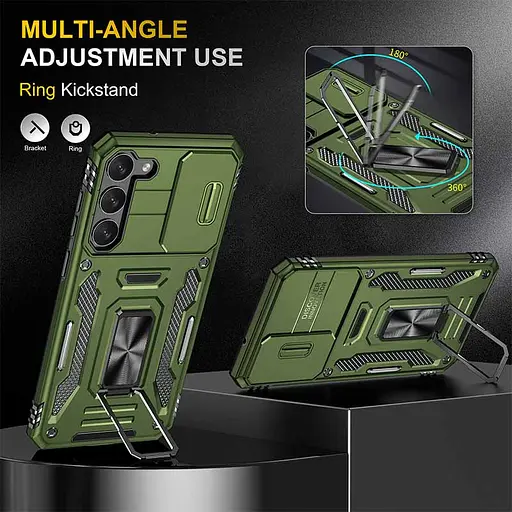 Ударостійкий чохол Camshield Army Ring для Samsung Galaxy S21+ Оливковий / Army Green - фото 3