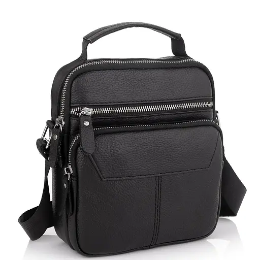 Сумка через плече чорна чоловіча шкіряна Tiding Bag A25F-1436A